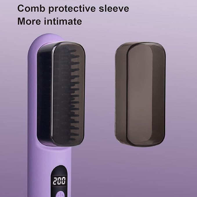 Hair Straightener Brush Portable Cordless Straight Hair Comb Travel Size Non Static Rechargeable Comb for Home Travel