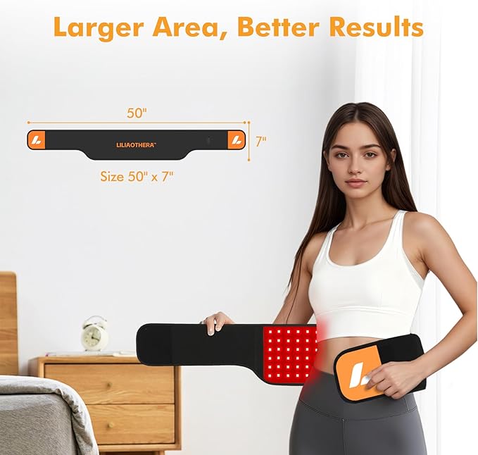 Red Light Therapy Belt with Remote 120 LEDs 660nm &amp 850nm Infrared Light Therapy Wrap for Body 20W Highest Power Timer 5 Level Adjustable LEDs Light Therapy Belt for Back Shoulder Waist Muscle