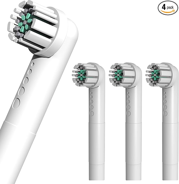 Toothbrush Replacement Heads Compatible with Quip 360 Oscillating Electric Toothbrush Soft Bristles Brush Heads White Pack of 4