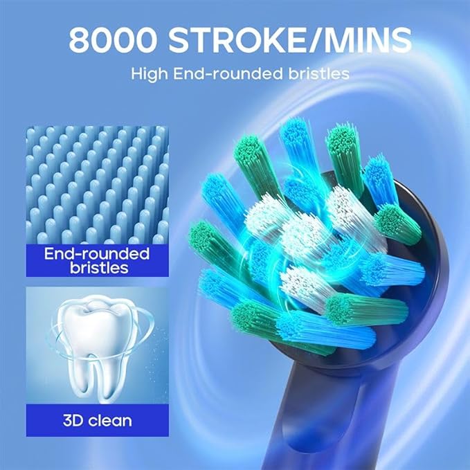 Electric Toothbrush for Adults with 3 Brush Heads 5 Modes Rechargeable Power Toothbrush 2 Min Smart Timer and IPX7 Waterproof (Black)