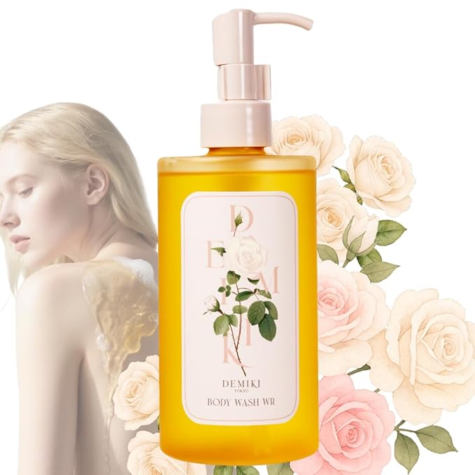 DEMIKI Hydrating Body Wash for Sensitive &amp Dry Skin White Rose Scent Nourishing Shower Oil for Women Winter Moisture Care Sulfate-Free Paraben-Free Dye-Free 10 fl oz