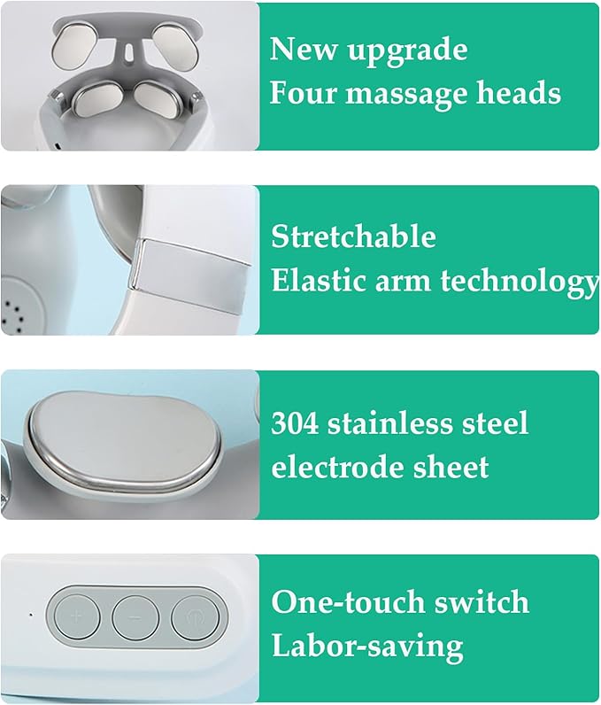 Vitality Magic Pro 2.0 Neck Massager - Upgraded Neck Massager【4 Heated Heads】【6 Massage Modes】【14 Adjustable Gears】 Ergonomic Design Portable Lightweight (1 PC)