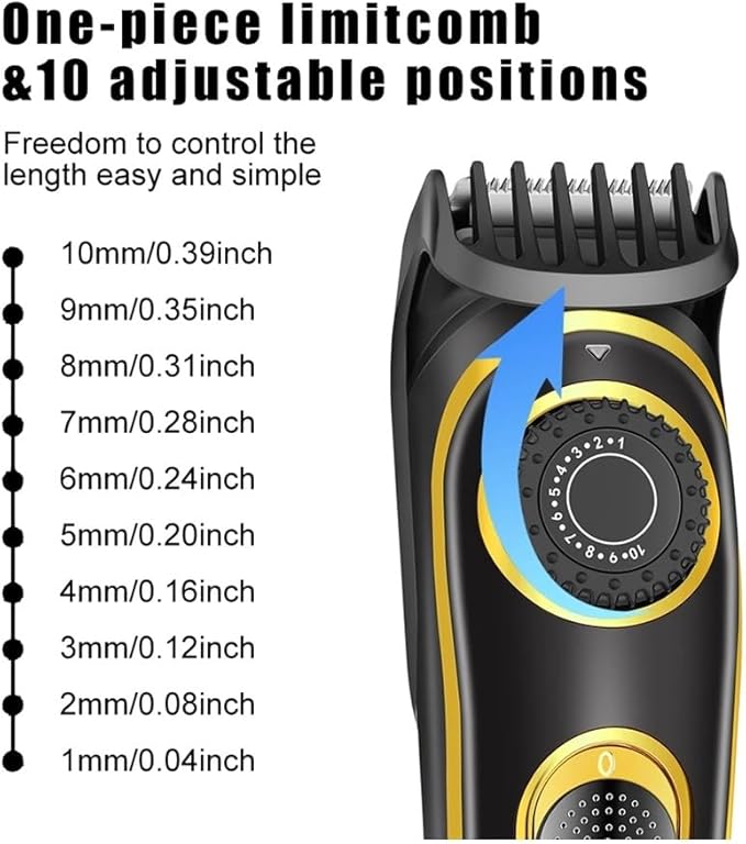 Professional Men's Hair Trimmer Three-Piece Set high-Performance USB Charging Cordless Hairdresser Sharp Men's Razor(3set Black Gold)