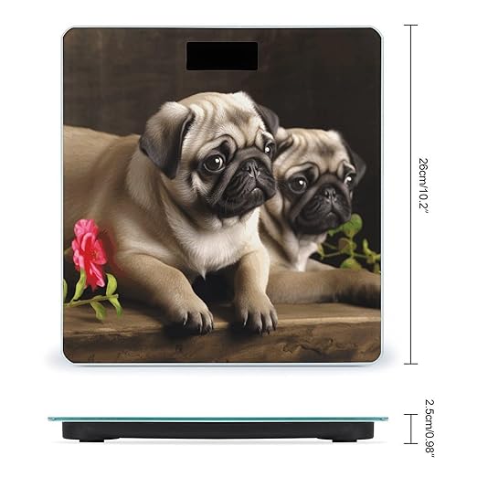 Puppys Pug Bathroom Scale for Body Weight Bathroom Weighing Scale with Backlit LCD Display Highly Accurate Measures Weight Up to 180kg