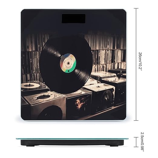 Vinyl Records Scale with LCD Easy-to-Read Anti-Slip Weight Digital Bathroom Scale Precision Weighing Scales Sturdy Tempered Glass Body Weight Scales for Daily Use