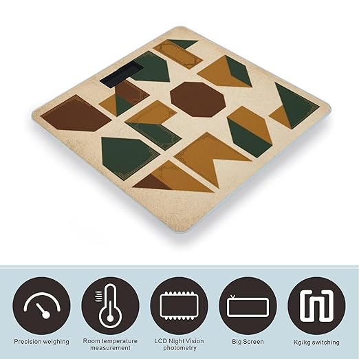 Geometric Bathroom Scale for Body Weight Bathroom Digital Electronic Weighing Scale with Back Lit LED Display Sturdy Tempered Glass Weight Watchers Scales 400lb