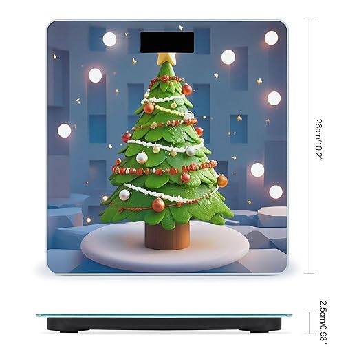 Simple Christmas Tree Scale for Body Weight Digital Bathroom Scale Toughened Glass High Precision Scales for Body Weight with Large LCD Backlight Display Weight Scales