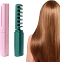 Rechargeable Mini Hair Straightener 2023 New Rechargeable Cordless Hair Straightener Brush Three Temperature Adjustment Straightening Brush 3D Hair Care Comb for Dry and Wet Hair (Green+Pink)