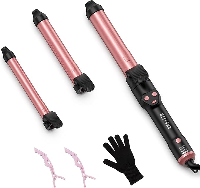 Automatic Curling Iron 1 Inch with 3-in-1 Interchangeable Barrels Anti-Tangle Beach Waves Hair Curler Pro