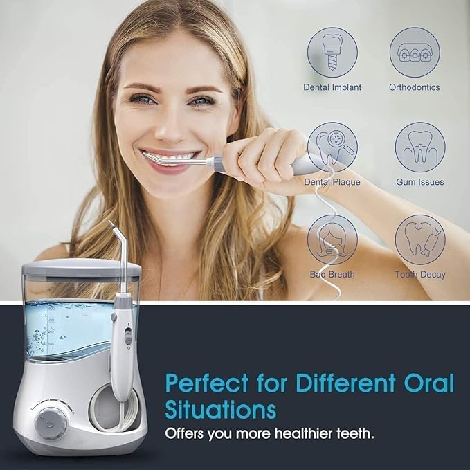 Water Flosser Professional for Teeth 600ML Dental Water Teeth Cleaner 10 Adjustable Pressure Electric Dental Pick Flosser for Teeth/Braces 5 Water Jet Tips for Family