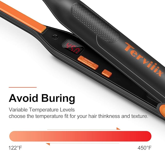 Terviiix Pencil Flat Iron(Orange) &amp PRO Thermal Brush Set