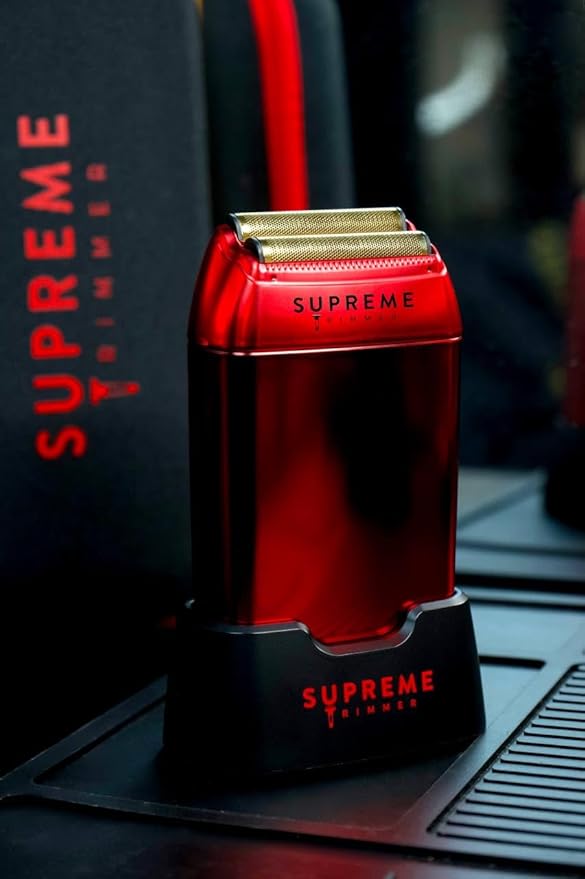 Supreme Trimmer 2-in-1 DLC T-Shaper Trimmer &amp Crunch Foil Shaver | STF602 Electric Razor &amp ST5206 Beard Trimmer Barber Haircut Kit | Red