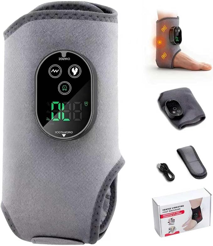 Version 3-in-1 Foot Massager with Super Long Battery Life USB Charging Port Black 3 Vibration Modes 6-Speed Temperature Control Circulation and Pain Relief for Foot Relaxation (Grey)