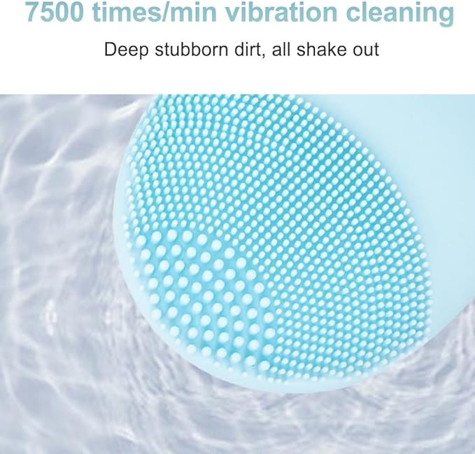Electric Facial Cleansing Brush Silicone Ultrasonic Vibration Face Cleanser Deep Pores Blackhead Cleaning Washing Skin Massager (Color : Pink)