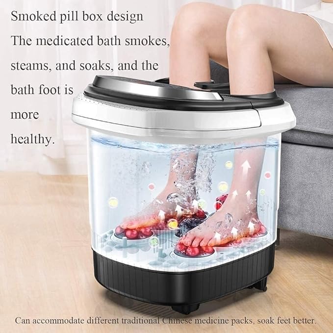Foot Spa Foot Bath Massager with Heat Bubbles Digital Temperature Control 6 Massage Rollers and Acupressure Massage Points Fatigue Relief