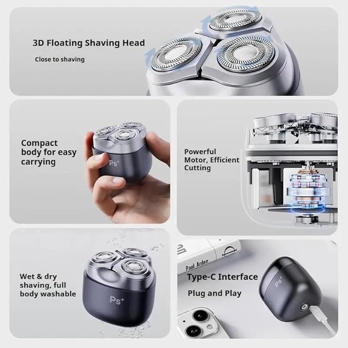Electric Shaver 3 Floating Head Razor Shavers for Men USB Rechargeable Beard Shaver Waterproof Shaving MachineGifts for Friends and Family (White)