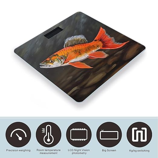 Safflower Flying Fish Scale for Body Weight Highly Accurate Digital Bathroom Scale Sturdy Tempered Glass Weighing Scales with LCD Display Fashion Body Fat Smart Scales 400lb