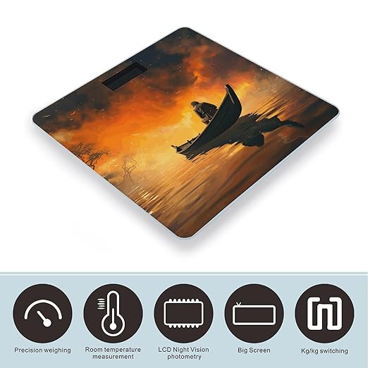 Man and Boat Bathroom Scale for Body Weight Bathroom Weighing Scale with Backlit LCD Display Highly Accurate Measures Weight Up to 180kg