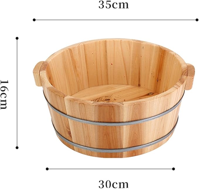 Wood Footbath Basin Tub Comfortable Home Office Use Footbathing Wooden Massage Foot Soaking Bath Basin 6.30inch- 16x36cm A