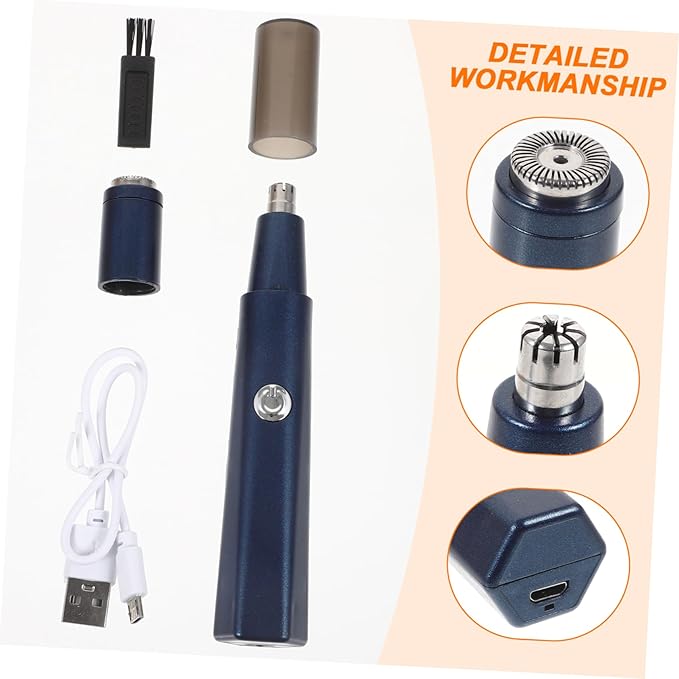 2sets Electric Manual Nose Hair Trimmer for Women Men Portable Eyebrow Nose Hair Shaving Machine Blue Painless Removal for Cheeks Chin Upper Lip