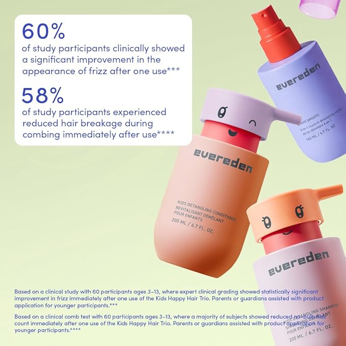Evereden Kids Cloud Body Wash (6.7 fl. oz. Juicy Citrus) &amp Hair Duo - Detangling Shampoo &amp Conditioner - with Plant Protein Peptides &amp Argan Oil | Sulfate Paraben &amp Phthalate-Free |
