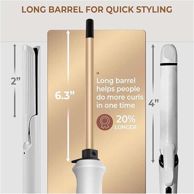 Professional 9mm Hair Curling Iron - Ceramic Electric Curler Wand for Salon-Quality Curls(Golden Gray 9MMAU)