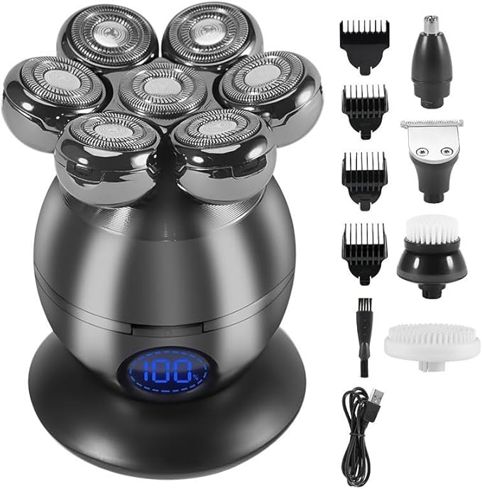 Head Shaver for Men 5-in-1 Rechargeable Multi Grooming Kit Beard Hair Electric Shaver for Men Body Trimmer Facial Electric Razor Balde Shaving Machine