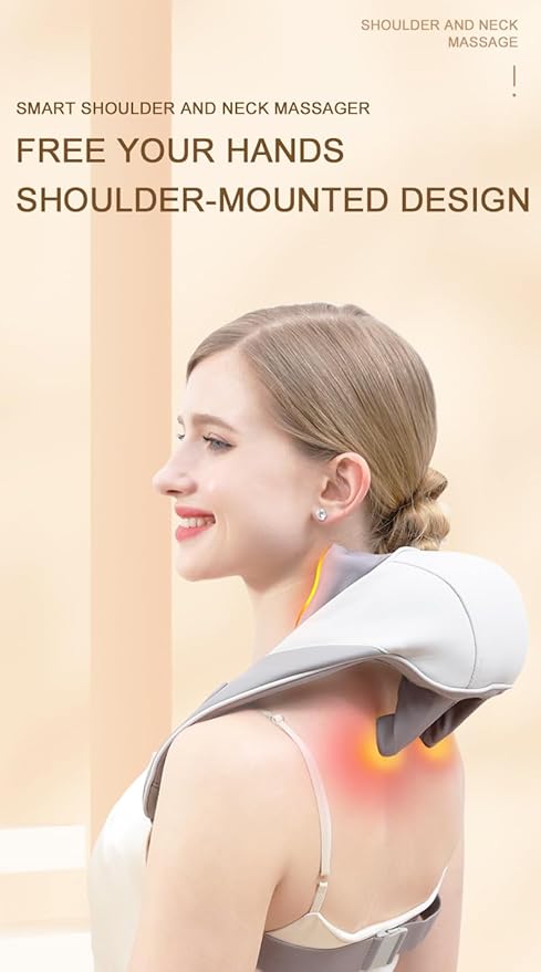 Neck and Shoulder Massager with Heat Deep Tissue Shiatsu Massage Pillow for Muscle Pain Relief for Neck Back Shoulder Leg &amp Waist. Relax Body at HomeOffice &amp Driving.