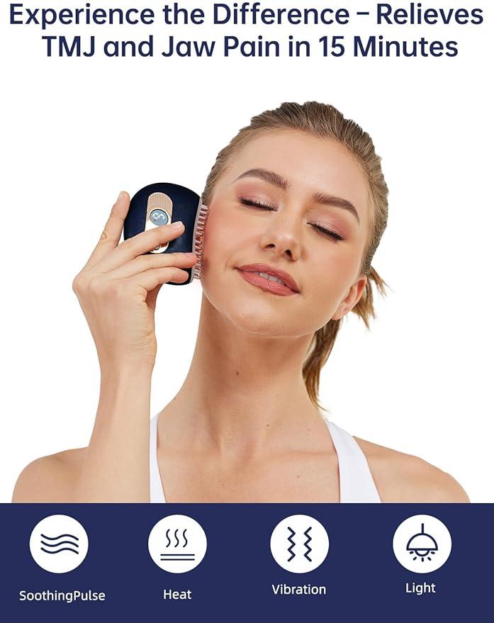 TMJ Relief Products Jaw TMJ Massager with Vibration and Heating Ergonomic Multi-Needle TMJ Massage Tool for Jaw &amp Neck Pain Clenching &amp Teeth Grinding (Blue)
