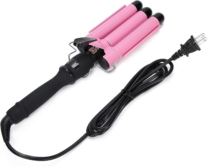 Three Barrel Curling Iron Triple Pipe LCD Hair Waver Temperature Adjustable Hair Curling Iron Hair Iron Curler Compatiable for All Hairstyles(US25mm)