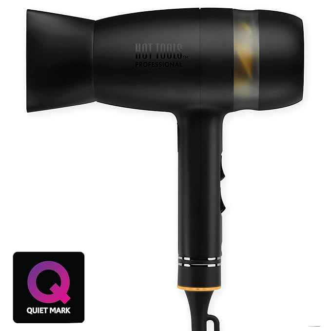 Hot Tools Evolve Black Gold 1 in Ionic Flat Iron and Quietair Power Dryer | Long-Lasting Finish for Hair Straightening &amp Zen Drying Experience