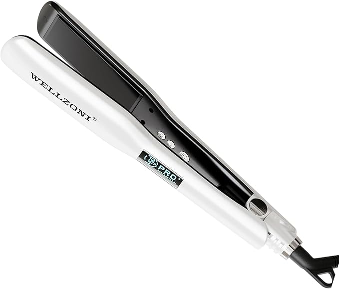 2 in 1 Hair Straightener - 15s Fast Heating Flat Iron 1.4 Wide Plate 37 Temp Settings 122-450°F Dual Voltage Curler for All Hair Types with Auto Shut-Off
