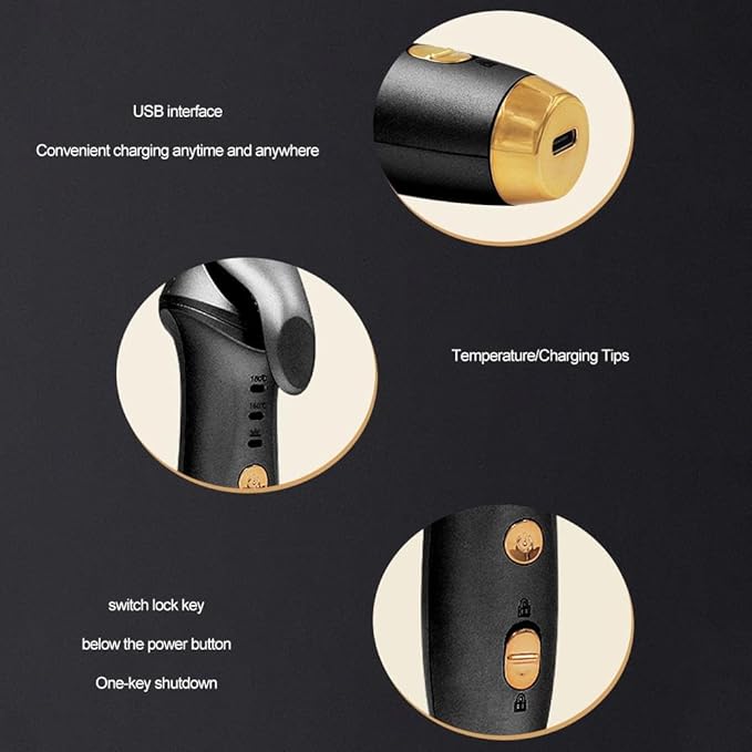 Cordless Curling Iron Rechargeable USB Rechargeable 4000 mAh Cordless Hair Curler 356°F Mini Travel Curling Iron 3 Temp Setting Travel Portable 2 in 1 Hair Straightener and Curler