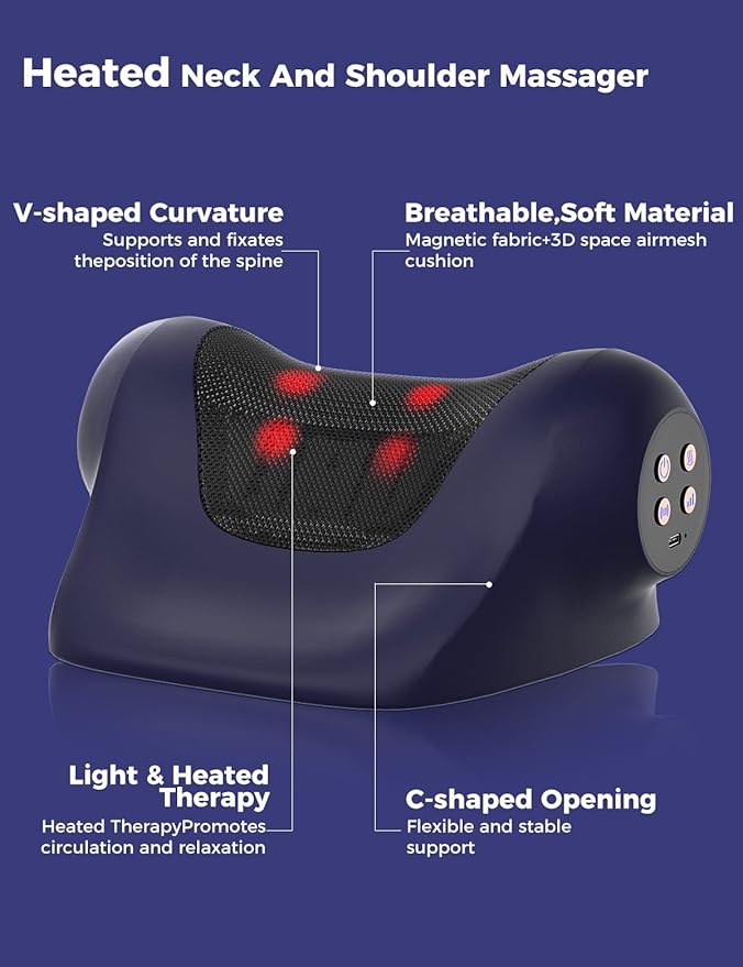 Heated Neck Stretcher for Pain ReliefCervical Traction Device3 Vibration Modes Portable Wireless Neck and Shoulder Relaxer Hump Corrector Pillow for TMJ Pain Relief and Cervical Spine Alignment