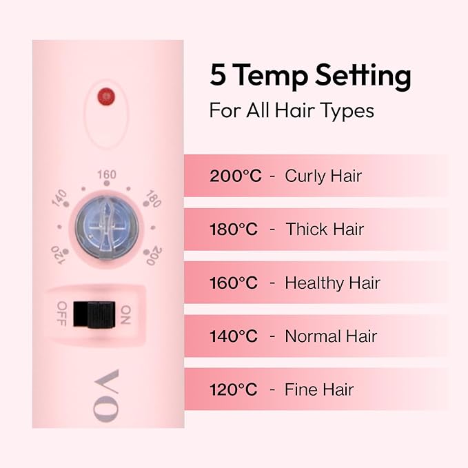VODANA Professional GlamWave Ceramic Curling Iron Long-Lasting Natural Curls Instant Heat Hair Curler Curling Wand Available in USA (1.4 inch Pink)