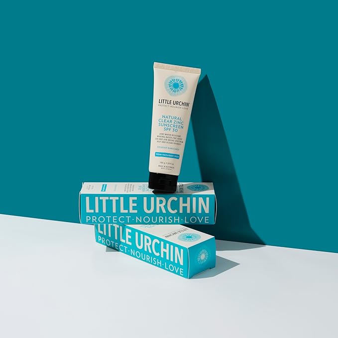 LITTLE URCHIN Natural Clear Zinc Sunscreen – SPF 30 Broad Spectrum – Water-Resistant Vegan Reef Safe – 22.75% Zinc Oxide – 3.4 oz
