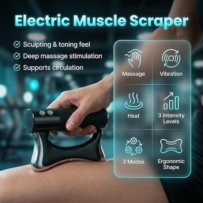 Sculptor Full Body Contour Device with Heat &amp EMS Cellulite Massager Skin Firming &amp Lymphatic Drainage Muscle Relief Better Circulation Electric Fascia Knife for Belly Arm Waist Leg (Blac