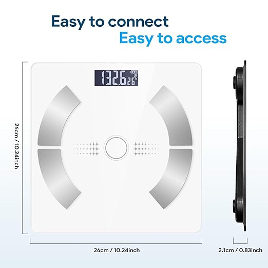 Smart Scale for Body Weight Bathroom Digital Weighing Scale with BMI Body Fat Muscle Mass Accurate Bluetooth Home User Health Equipment Sync Apps【White】