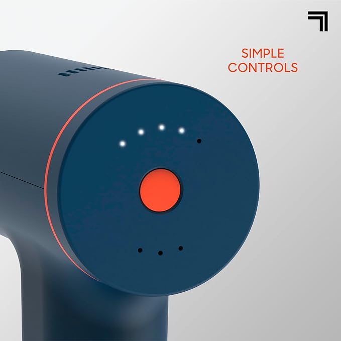 Sharper Image Deep Tissue Percussion Massage Gun Powerboost Versa Hot &amp Cold Rechargeable Handheld Massager 5 Adjustable Speeds 6 Attachment Heads &amp Carrying Case for Muscle Pain Relief B