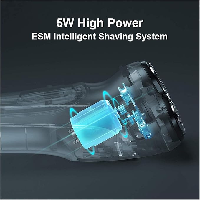 Electric Shaver for Men Wet and Dry Waterproof Electric Razor Cordless 3D Rechargeable Rotary Shaver Razor for Men with Pop-up Trimmer Black