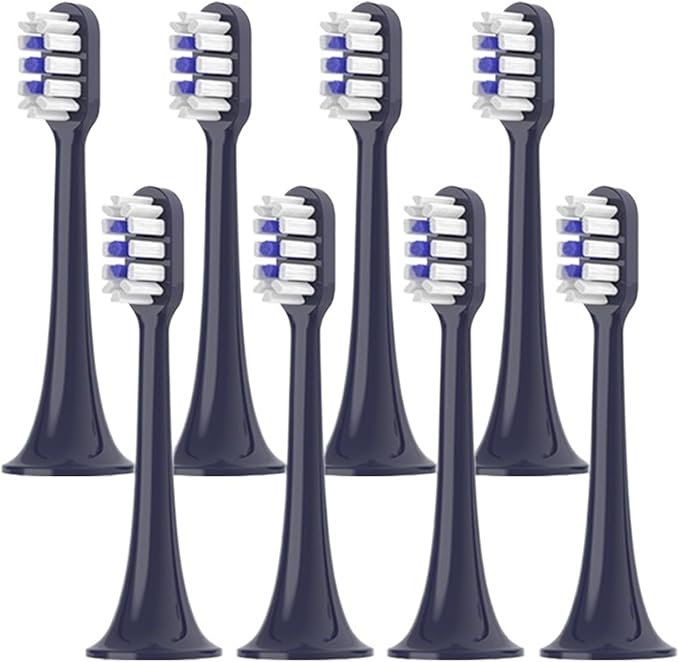 Compatible for T300/T500/T500C/T700 Replacement Toothbrush Heads(Black-8pcs)