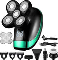 Head Shavers for Bald Men 5IN1 4D echargeable Bald Head Electric Shaver 5 Floating Heads Beard Nose Ear Hair Trimmer Razor Clipper Facial Brush