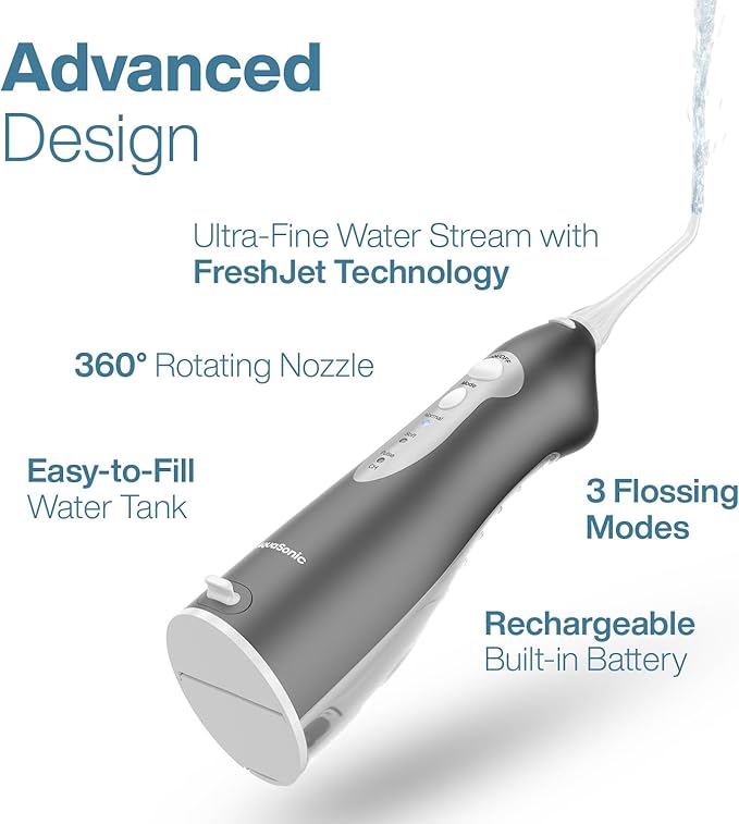 AquaSonic Water Flosser - Cordless Rechargeable Water Flossers for Teeth Cleaning - Waterproof Aqua Flosser Portable Oral Irrigator for Dental Cleaning with 5 Jet Tips – Braces Home Travel