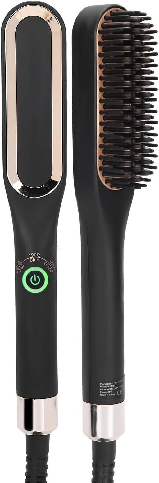 Electric Beard Straightening Comb Multifunctional Beard Straightener Brush for Men 100‑240V Grooming Gifts for Men (US Plug)