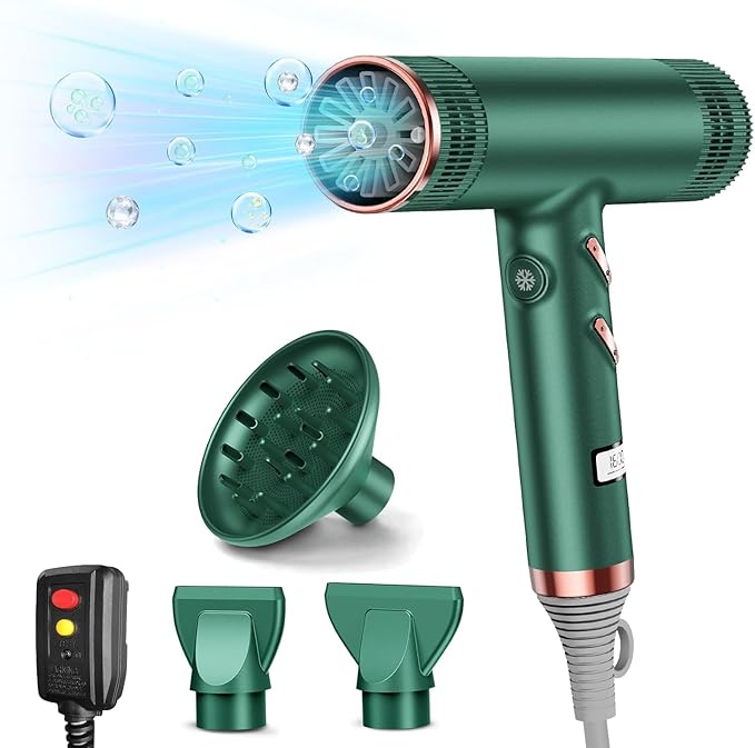 Hair Dryer with Diffuser Professional Brushless Motor Blow Dryer 3 Heating/3 Speed/Cold Botton for Fast-Drying Portable Dryer Gifts for Women/Men