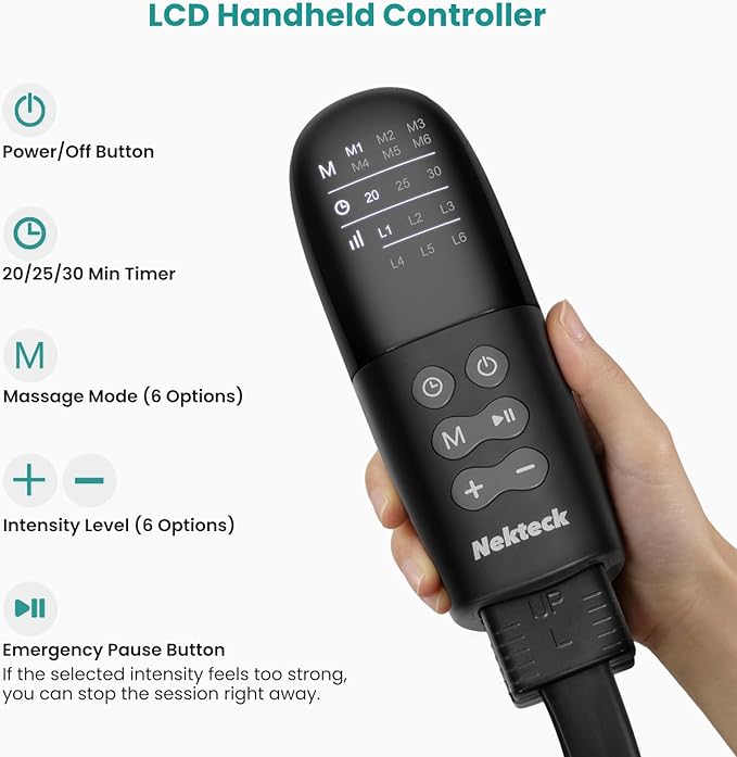 Nekteck Leg Massager for Circulation and Pain Relief Air Compression Boots Helpful for Leg Swelling Edema RLS with 6 Modes &amp 6 Intensities Relaxation Gifts for Mom Men Women Dad Birthday
