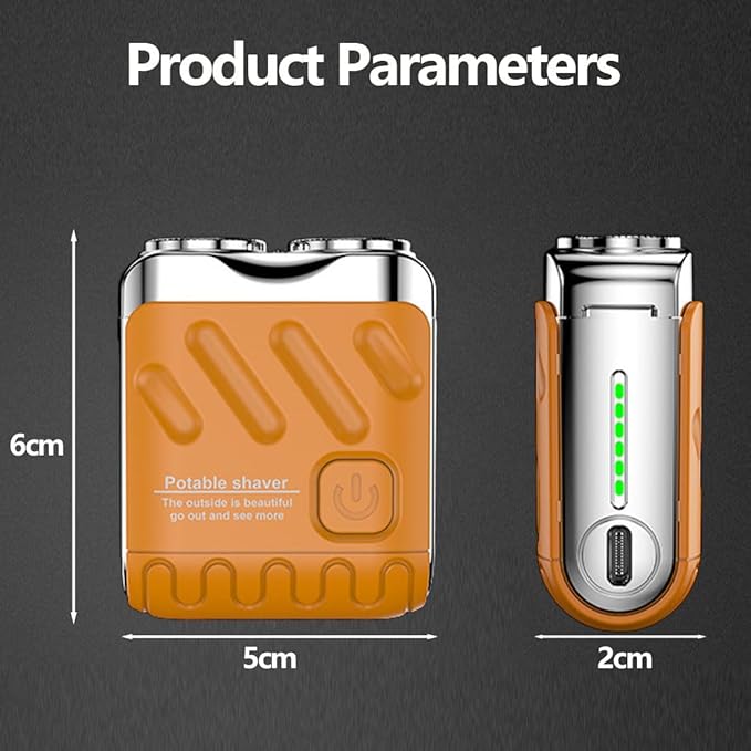 Small Steel Cannon Suspended Magnetic Blade Portable Rotary Dual Ring Electric Shaver Fully Waterproof USB Rechargeable One-Button Long Lasting Foil Shaver for Home Travel (2Pcs-B)