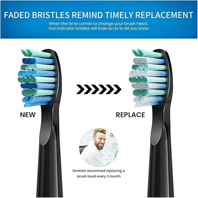 5-10Pcs Replacement Brush Heads Compatible for Seago/Fairywill Electric Toothbrush FW/SG 507/508/515/551/917/959/908 Bristle(5 Black 5 White)