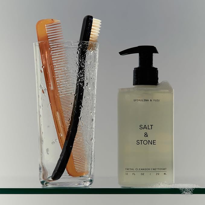 Salt &amp Stone Facial Cleanser for Women &amp Men Spirulina &amp Yuzu Gentle Facial Wash with Hyaluronic Acid Squalane For All Skin Types Vegan Cruelty Free 7.2 oz