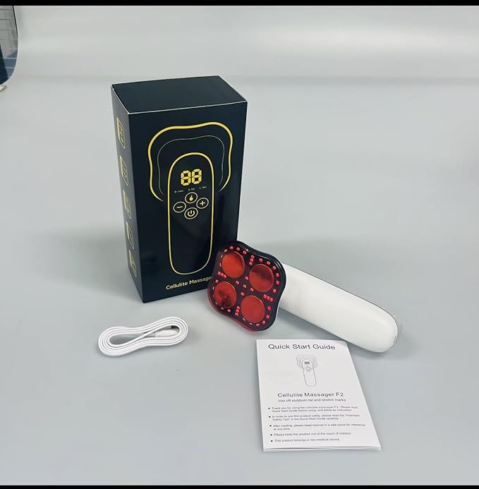Clarigen Cellulite Massager - Handheld Body Sculptor for Belly Waist Arms Legs Butt - 3 Modes and 10 Adjustable Intensities White